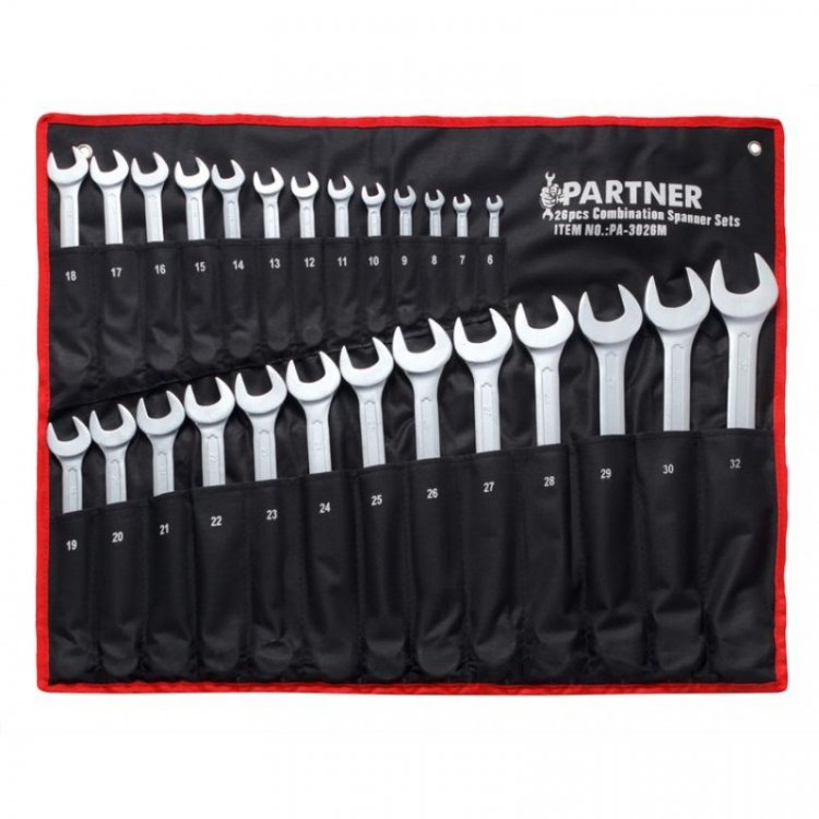 Набор ключей комбинированных 26пр. (6-28,30,32) на полотне