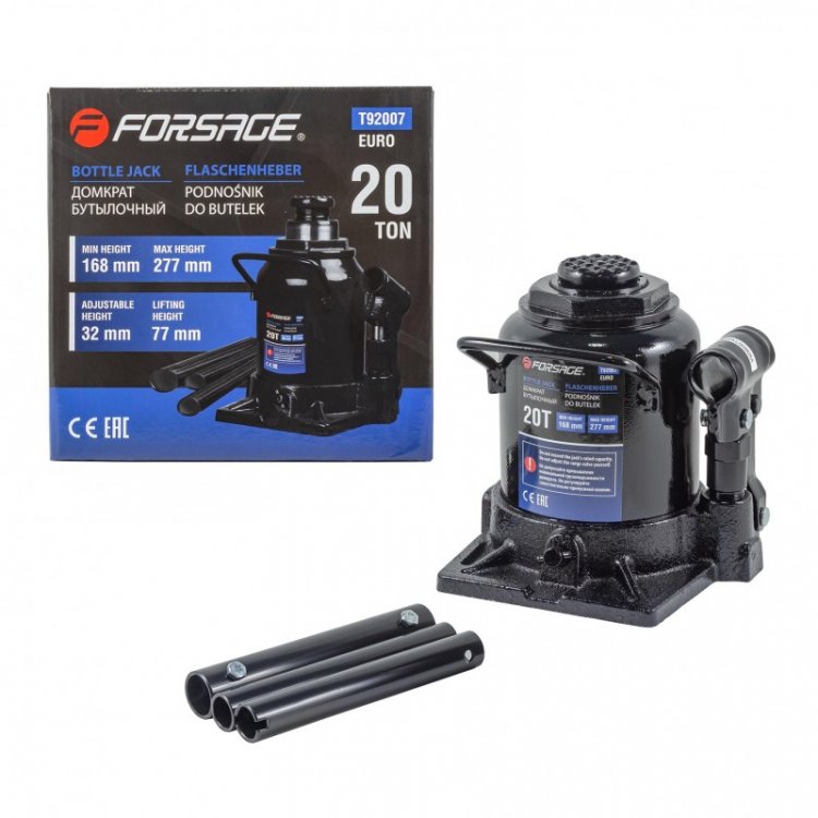 Домкрат бутылочный 20т низкий  с клапаном (h min 168мм, h max 277мм)