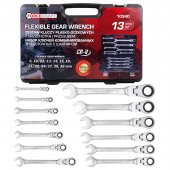 Набор ключей комбинированных трещоточных с шарниром 13пр. Набор ключей комбинированных трещоточных с шарниром 13пр.