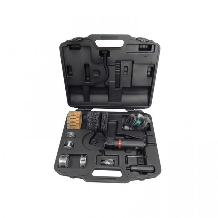 Пневмозачистная машинка угловая многофункциональная с набором насадок(3500об/мин, 110л/мин), в кейсе