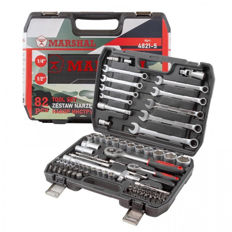 Набор инструментов 82пр. 1/2'', 1/4'' (6гр.) (4-32мм) Набор инструментов 82пр. 1/2'', 1/4'' (6гр.) (4-32мм)