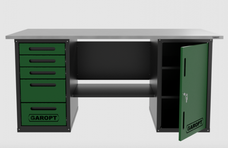 Верстак двухтумбовый дверь/5 ящиков, зеленый 1800*700 Garopt, GT1800DY5.green Верстак двухтумбовый дверь/5 ящиков, зеленый 1800*700 Garopt, GT1800DY5.green