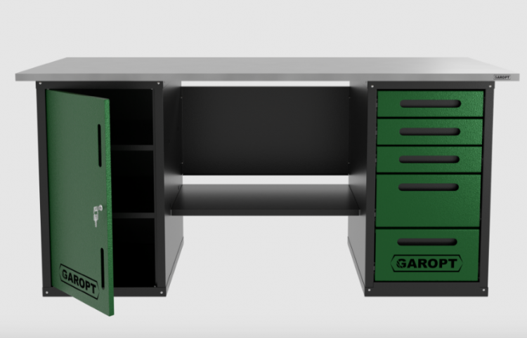 Верстак двухтумбовый дверь/5 ящиков, зеленый 1800*700 Garopt, GT1800DY5.green Верстак двухтумбовый дверь/5 ящиков, зеленый 1800*700 Garopt, GT1800DY5.green