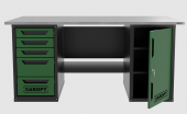 Верстак двухтумбовый дверь/5 ящиков, зеленый 1800*700 Garopt, GT1800DY5.green
