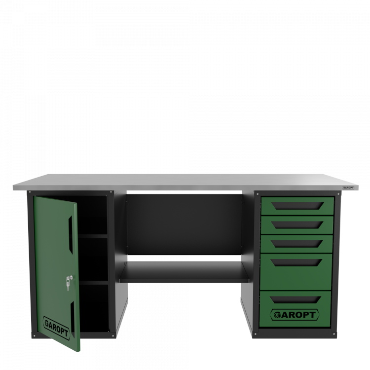 Верстак двухтумбовый дверь/5 ящиков, зеленый 1800*700 Garopt, GT1800DY5.green