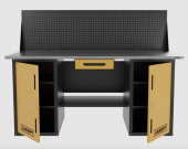 Верстак двухтумбовый с экраном и ящиком, желтый 1800*700 Garopt, GT1800DDY1PP.yell Верстак двухтумбовый с экраном и ящиком, желтый 1800*700 Garopt, GT1800DDY1PP.yell