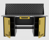 Верстак двухтумбовый с экраном и ящиком, желтый 1800*700 Garopt, GT1800DDY1PP.yell