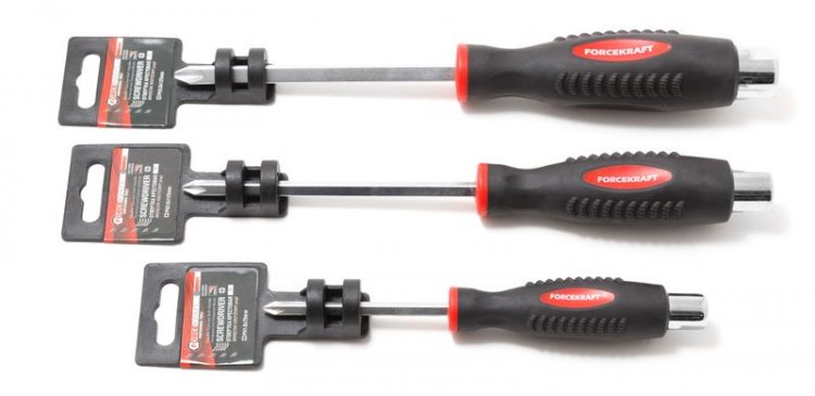 Отвертка крестовая силовая магнитная под ключ "Profi" S2 PH2.0х125мм, на пластиковом держателе