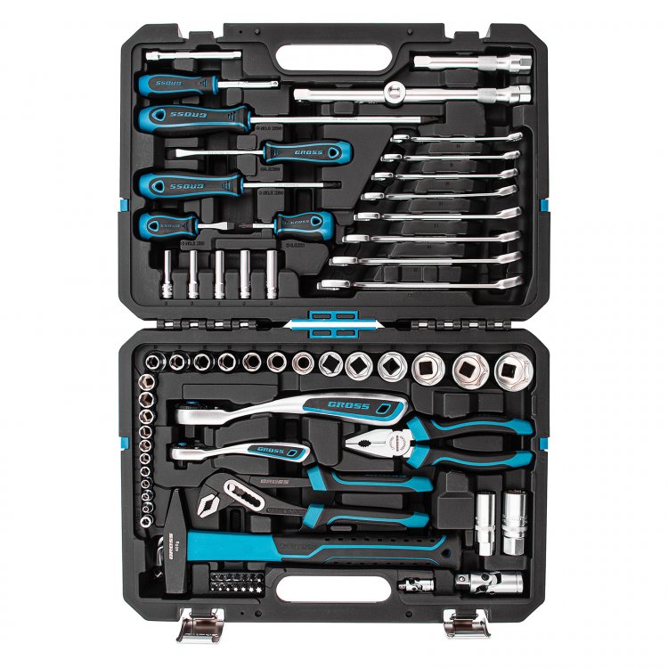 Набор инструментов, 1/4", 1/2", CrV, 120 зубьев, 76 предметов// Gross