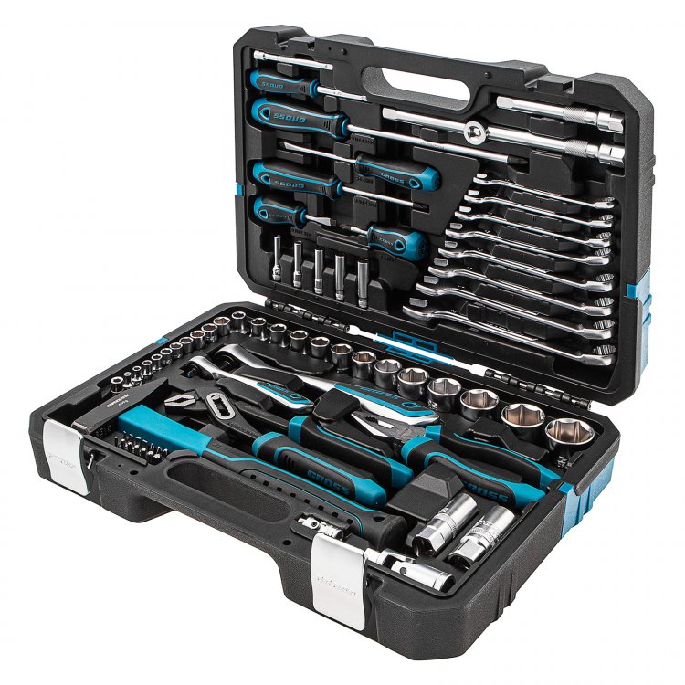 Набор инструментов, 1/4", 1/2", CrV, 120 зубьев, 76 предметов// Gross