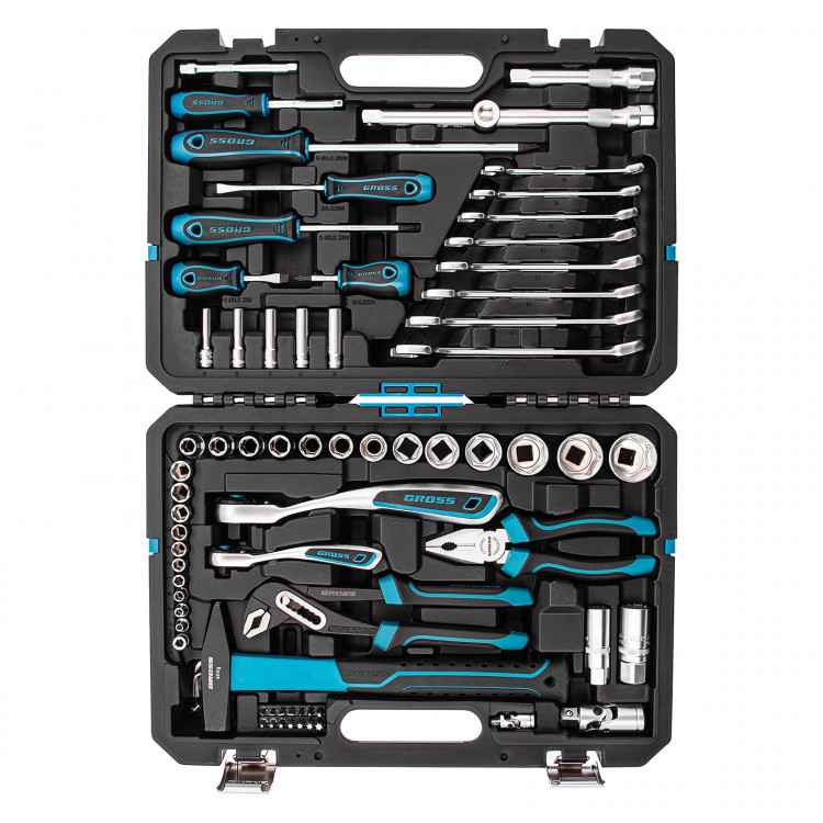 Набор инструментов, 1/4", 1/2", CrV, 120 зубьев, 76 предметов// Gross