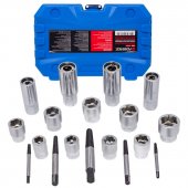 Набор для откручивания заломанных болтов, гаек и шпилек 18пр.(головки-экстракторы 10-17,19мм,экстракторы М3-М18,шпильковерты 6,8,10,12мм),в кейсе Набор для откручивания заломанных болтов, гаек и шпилек 18пр.(головки-экстракторы 10-17,19мм,экстракторы М3-М18,шпильковерты 6,8,10,12мм),в кейсе