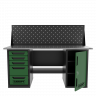 Верстак двухтумбовый дверь/5 ящиков с экраном, зеленый 1800*700 Garopt, GT1800DY5PP.green