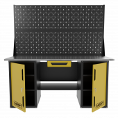 Верстак двухтумбовый с двумя экранами и ящиком, желтый 1800*700 Garopt, GT1800DDY1PP2.yell