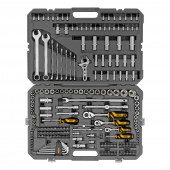 Набор инструментов, 1/2", 1/4", 3/8", CrV, S2, пластиковый кейс, 216 предметов// Denzel