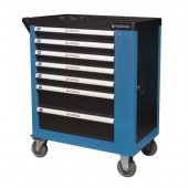 Тележка инструментальная 7-ми полочная (синяя), с дополнительной боковой секцией, 600х840х980 (полки:65х400х530-5шт,140х400х530мм-2шт)