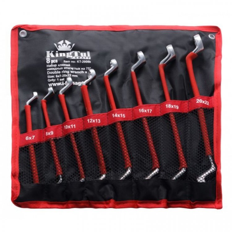 Набор ключей накидных, отогнутых на 75град.,8пр. (6х7-18х19, 20х22мм)