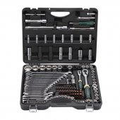 Набор инструментов 125+6пр.1/4" 1/2"(6-гран.)(4-36мм,36-12гр.)+(ключи трещоточные:8х10,12х13мм; ключи резрезные:8х10,9х11,12х13мм)