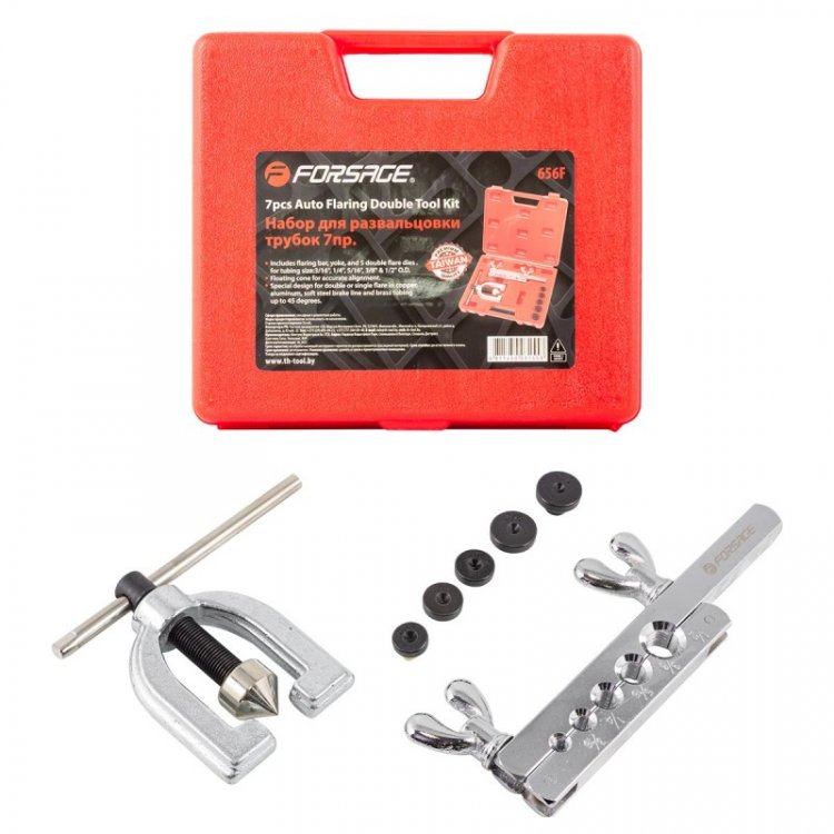 Набор инструментов для развальцовки трубок 7 пр.(3/16'', 1/4'', 5/16'', 3/8'',1/2''), в кейсе Набор инструментов для развальцовки трубок 7 пр.(3/16'', 1/4'', 5/16'', 3/8'',1/2''), в кейсе
