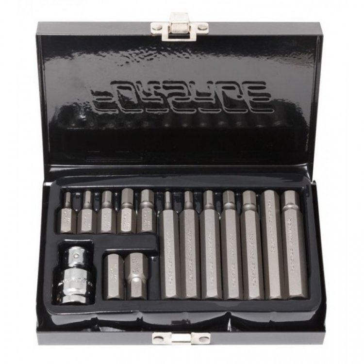 Набор бит HEX с битодержателем,15пр. 1/2"(L:30/75мм;4-8,10,12мм)