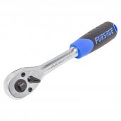 Трещотка реверсивная двухсторонняя с резиновой ручкой  1/4"-3/8" (72зуб., L-200мм)на пластиковом держателе