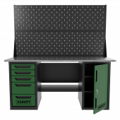 Верстак двухтумбовый дверь/5 ящиков с двумя экранами, зеленый 1800*700 Garopt, GT1800DY5PP2.green