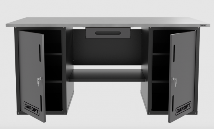 Верстак двухтумбовый с ящиком, серый 1800*700 Garopt, GT1800DDY1.grey Верстак двухтумбовый с ящиком, серый 1800*700 Garopt, GT1800DDY1.grey
