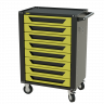 Тележка инструментальная Garopt 8 ящиков ЖЁЛТАЯ, центральный замок, увеличенные колеса, доводчики, GAROPT Серия "High", высота 1040мм