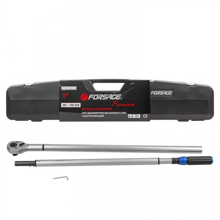 Ключ динамометрический щелчкового типа с быстрой фиксацией "Premium" 480-1500Нм,1",в пластиковом кейсе