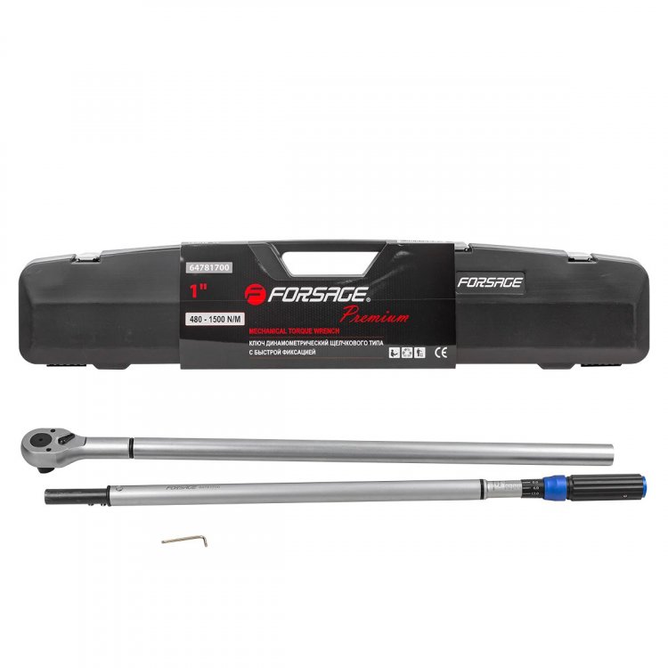 Ключ динамометрический щелчкового типа с быстрой фиксацией "Premium" 480-1500Нм,1",в пластиковом кейсе
