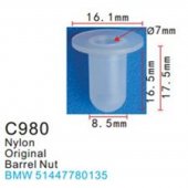 Клипса для крепления внутренней обшивки а/м БМВ/ Вольво пластиковая (100шт/уп.)