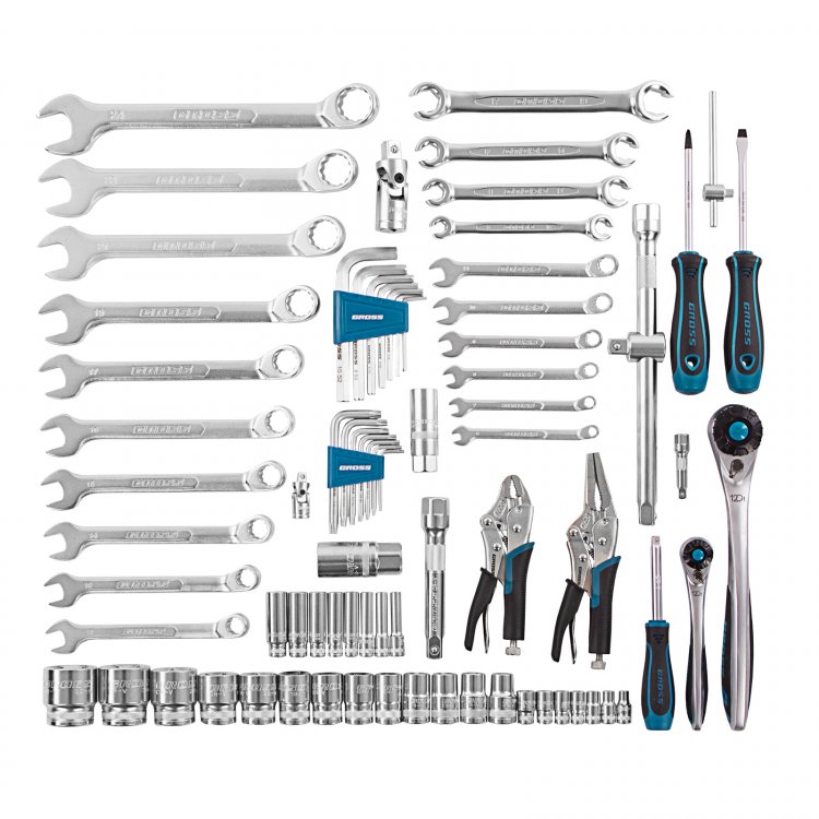 Набор инструментов, 1/4", 1/2", CrV, 120 зубьев, 78 предметов// Gross