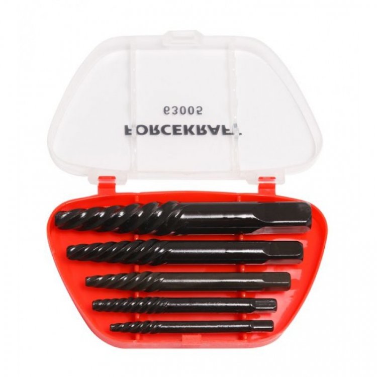 Набор экстракторов резьбы 5пр.(М3-М18; Ø:3-6мм, 6-8мм, 8-11мм, 11-14мм, 14-18мм), в пластиковом футляре