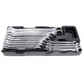 Набор ключей комбинированных трещоточных, 13пр.(8,10,11,12,13,14,15,16,17,18,19,21,22мм),в лотке