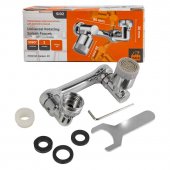 Головка распылительная на кран смесителя поворотная (3 точки поворота на 360° каждая, поликарбонат/медь;2 режима;30х95х25мм)