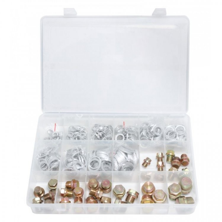Набор  маслосливных пробок с шайбами, 534пр.(М10, М12-М16, М18, М20), в кейсе