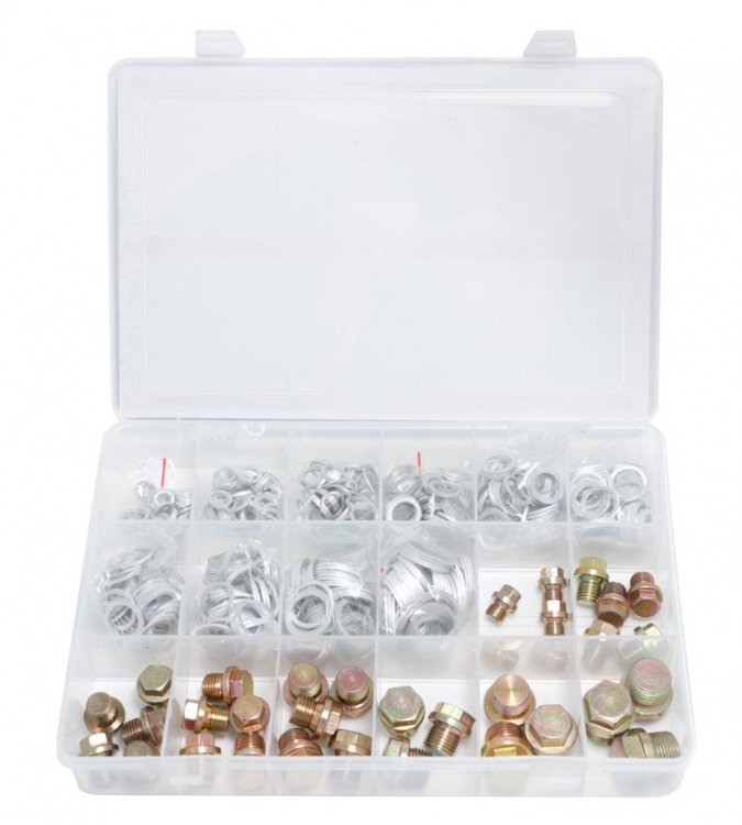 Набор  маслосливных пробок с шайбами, 534пр.(М10, М12-М16, М18, М20), в кейсе