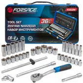 Набор инструментов 36пр. 1/2" (6гр.) (8-32мм, Cr-V), в металлическом кейсе