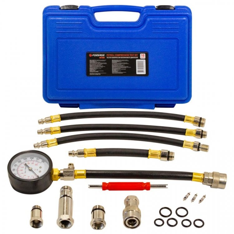 Тестер компрессии бензинового двигателя 10пр.(0-20bar),в кейсе