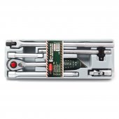 Набор инструментов 6пр.,1/2" (трещотка, удлинители, воротки, кардан) в лотке Набор инструментов 6пр.,1/2" (трещотка, удлинители, воротки, кардан) в лотке