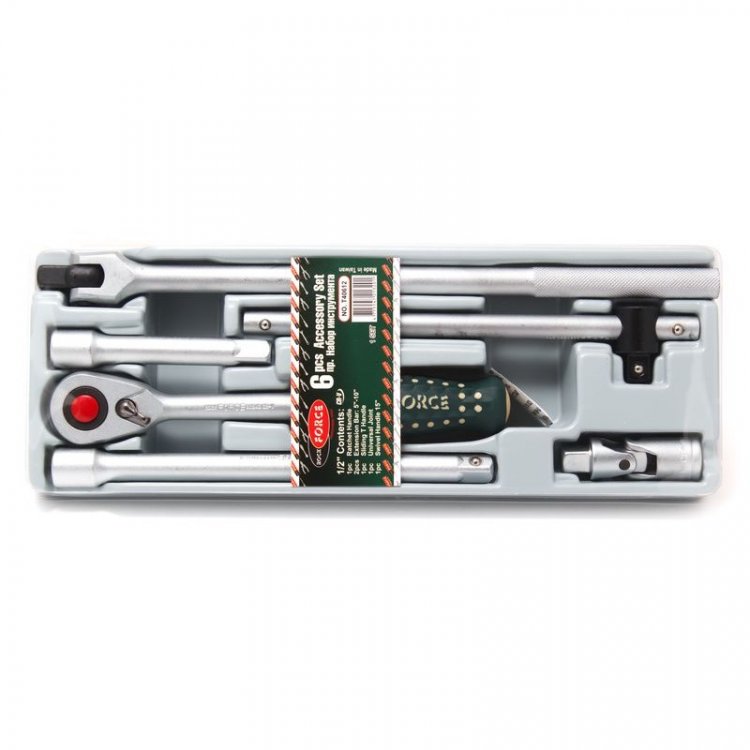 Набор инструментов 6пр.,1/2" (трещотка, удлинители, воротки, кардан) в лотке Набор инструментов 6пр.,1/2" (трещотка, удлинители, воротки, кардан) в лотке