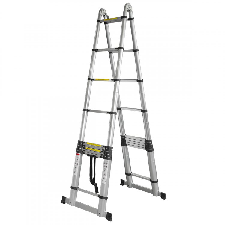 Лестница-стремянка телескопическая алюм. бытовая 4+4м (10+10 ступ.) Лестница-стремянка телескопическая алюм. бытовая 4+4м (10+10 ступ.)