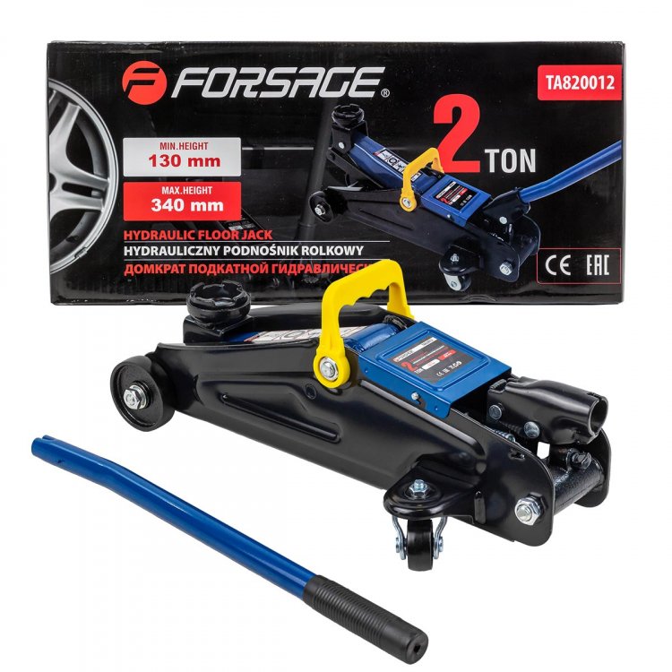 Домкрат подкатной гидравлический 2т (h min 130мм, h max 340мм) Домкрат подкатной гидравлический 2т (h min 130мм, h max 340мм)