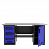 Верстак двухтумбовый дверь/5 ящиков, синий 1800*700 Garopt, GT1800DY5.blue