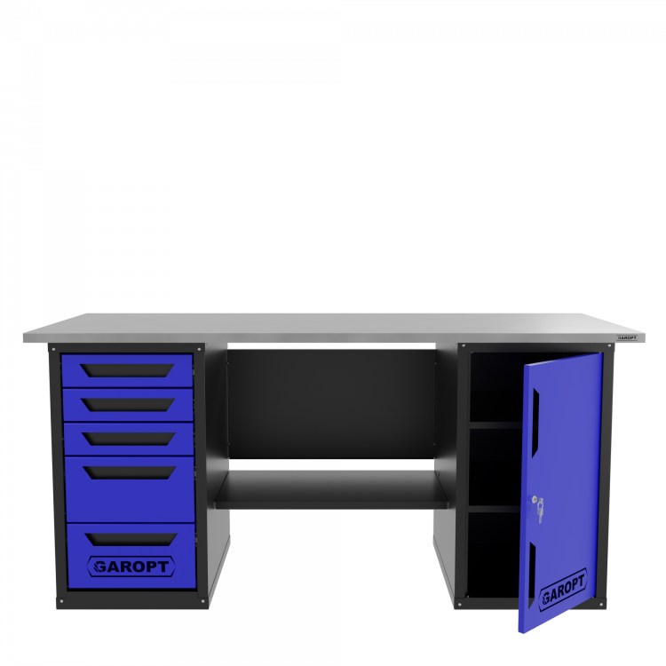 Верстак двухтумбовый дверь/5 ящиков, синий 1800*700 Garopt, GT1800DY5.blue