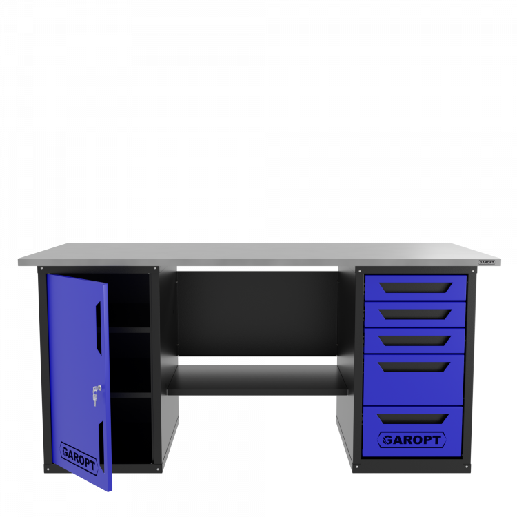 Верстак двухтумбовый дверь/5 ящиков, синий 1800*700 Garopt, GT1800DY5.blue
