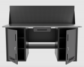 Верстак двухтумбовый с экраном и ящиком, серый 1800*700 Garopt, GT1800DDY1PP.grey Верстак двухтумбовый с экраном и ящиком, серый 1800*700 Garopt, GT1800DDY1PP.grey