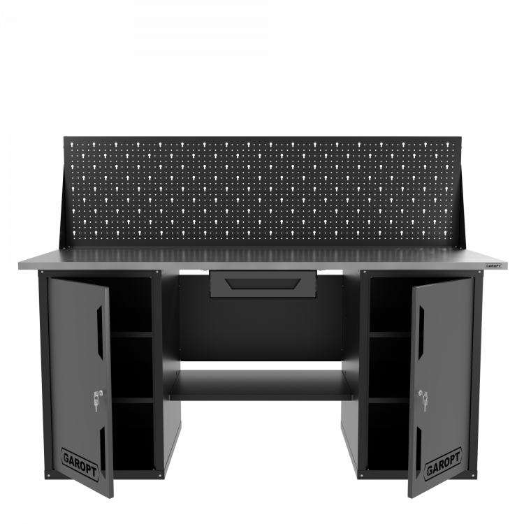 Верстак двухтумбовый с экраном и ящиком, серый 1800*700 Garopt, GT1800DDY1PP.grey