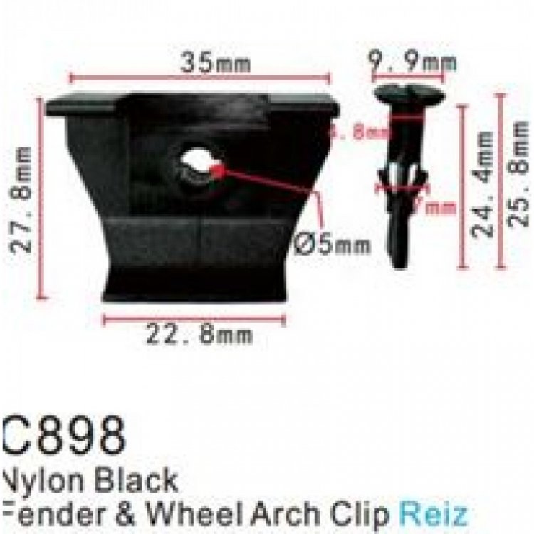 Клипса для крепления внутренней обшивки а/м Тойота пластиковая (100шт/уп.)