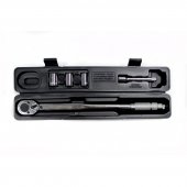 Ключ динамометрический щелчкового типа в наборе с головками и удлинителем 40-210Нм, 1/2"(17,19,21мм;удлинитель 125мм)(Тайвань),в пластиковом футляре